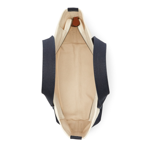 Ecru/Navy Canvas Mini Tote Bag Polo Ralph Lauren 5