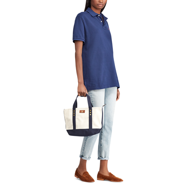 Ecru/Navy Canvas Mini Tote Bag Polo Ralph Lauren 6