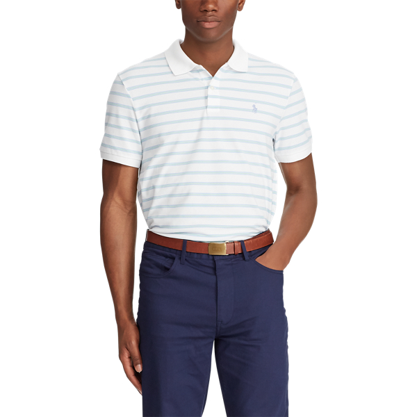 White/Austin Blue/Celadon Custom Slim Performance Polo Polo Golf 5