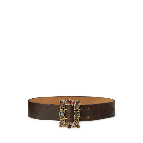 Ornate-Buckle Leather Belt Ralph Lauren Collection 1