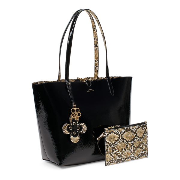 Black/Black Natural Faux-Leather Reversible Tote Lauren 2