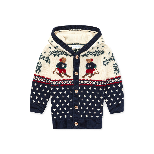 Hunter Navy Multi Strickjacke mit Ski Bear Baby Boy 1