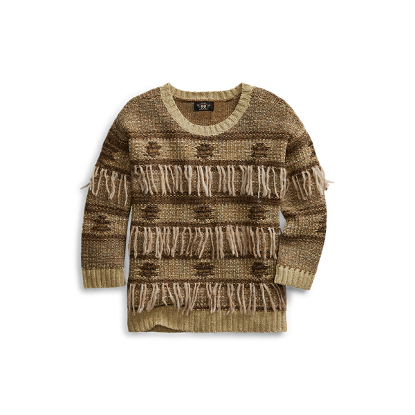 Pull en soie m&eacute;lang&eacute;e &agrave; franges