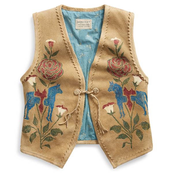 RRL STRIPED EMBROIDERED WESTERN VEST