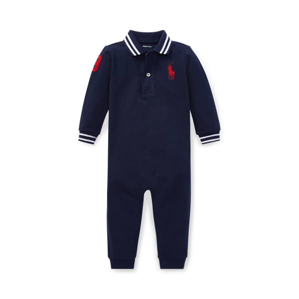 Cotton Mesh Polo Coverall Baby Boy in 1