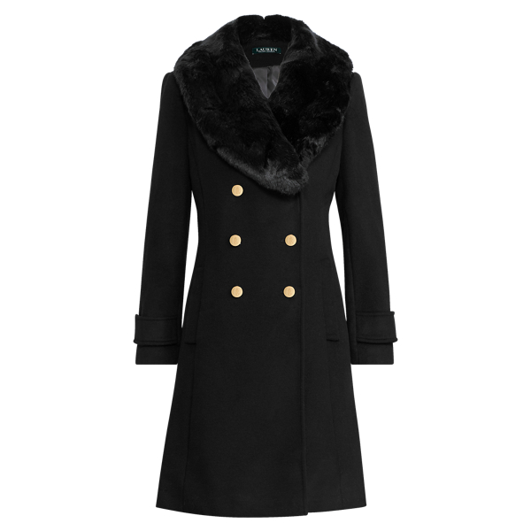 Faux-Fur-Trim Wool-Blend Coat Lauren 1
