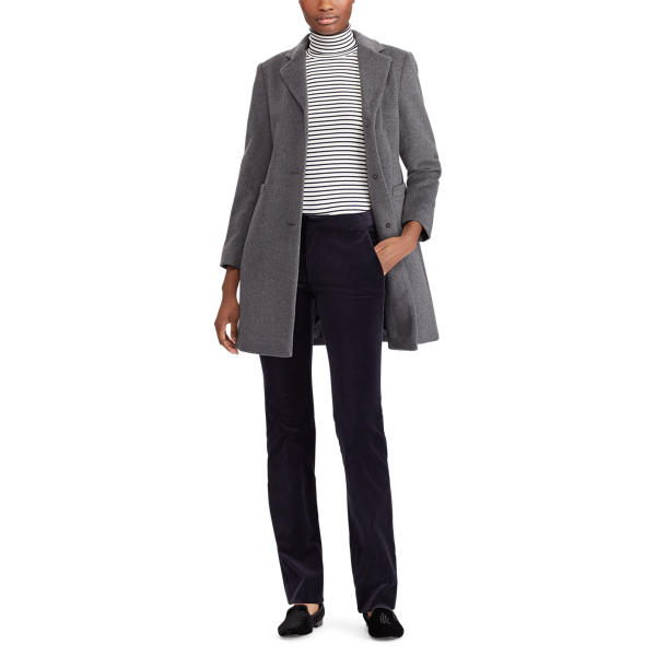 Df Grey Wool-Blend 3-Button Coat Lauren Petite 3