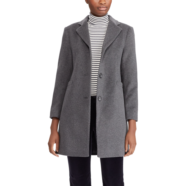 Df Grey Wool-Blend 3-Button Coat Lauren Petite 4
