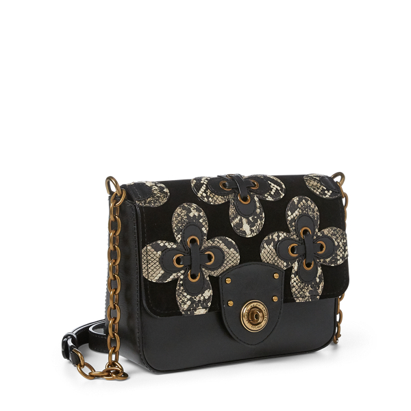 Black/Black Natural Leather Crossbody Bag Lauren 3