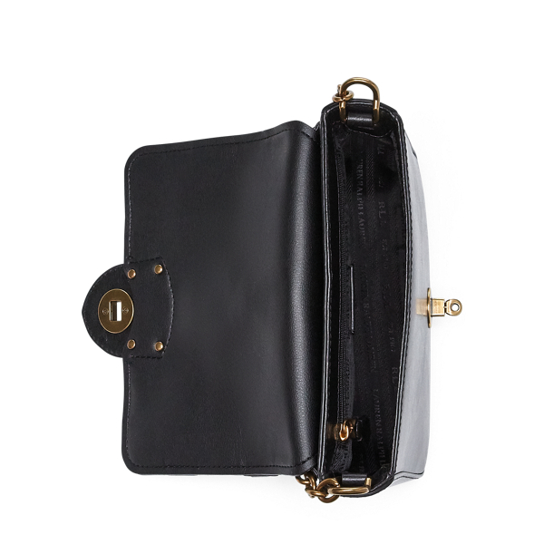 Black/Black Natural Leather Crossbody Bag Lauren 5