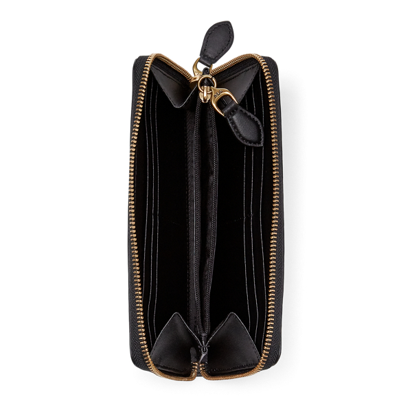Black/Black Natural Geo Leather Zip Wallet Lauren 3