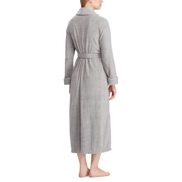 Heather Grey Long Fleece Robe Lauren 3