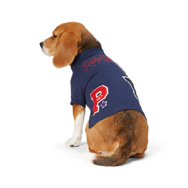 French Navy Piqu&eacute; Patch Dog Polo Shirt Ralph Lauren Pet 2