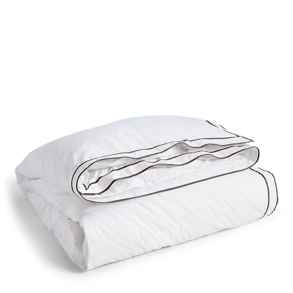 Dark Chocolate Spencer Sateen Border Duvet Cover Lauren Home 1