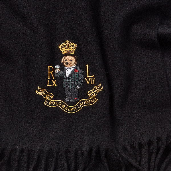 Black Polo Bear Cashmere-Blend Scarf Polo Ralph Lauren 2