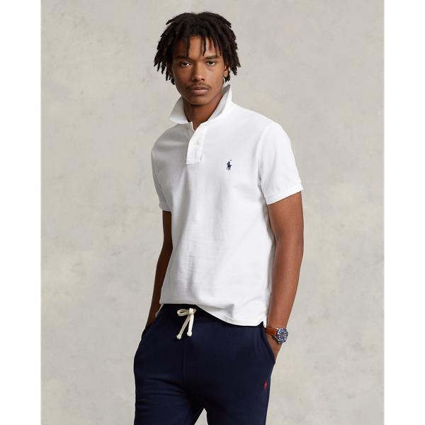 Men s White Custom Slim Fit Polo Shirts Ralph Lauren