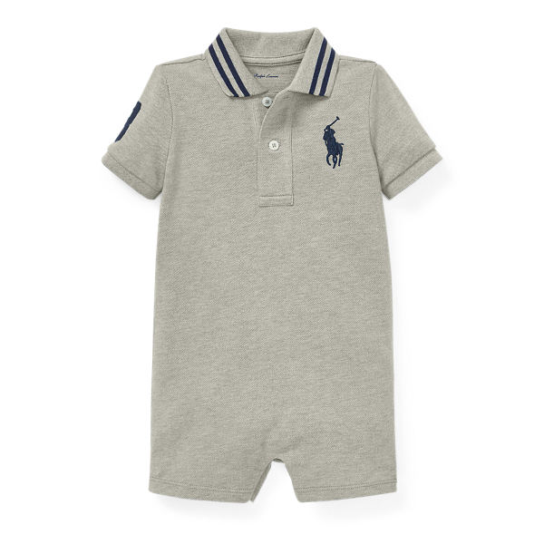 Cotton Mesh Polo Shortall Baby Boy em 1