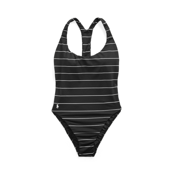 Striped Lace-Up One-Piece Suit