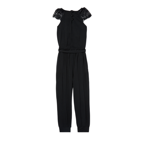 Polo Black Lace-Sleeve Jersey Jumpsuit Girls 2-6x 2