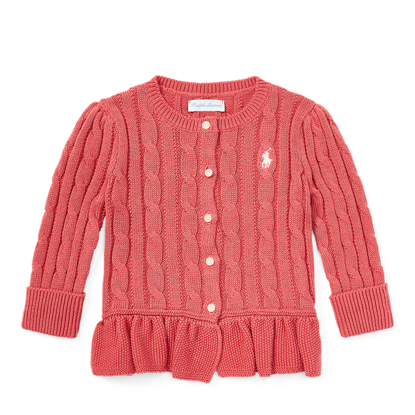 Cable Peplum Cotton Cardigan Baby Girl em 1