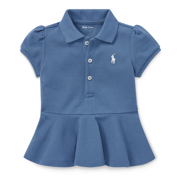 Cotton Mesh Peplum Polo Shirt Baby Girl in 1