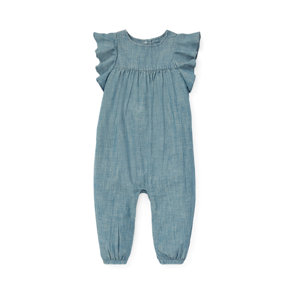 Ruffled Chambray Romper Baby Girl 1