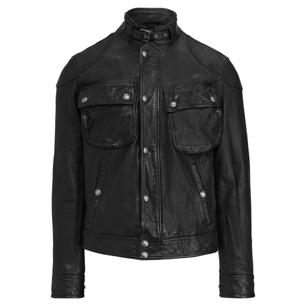 Leather Biker Jacket for Men Ralph Lauren PT