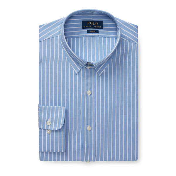 Nautical Blue/White Slim Fit Poplin Shirt Polo Ralph Lauren 4