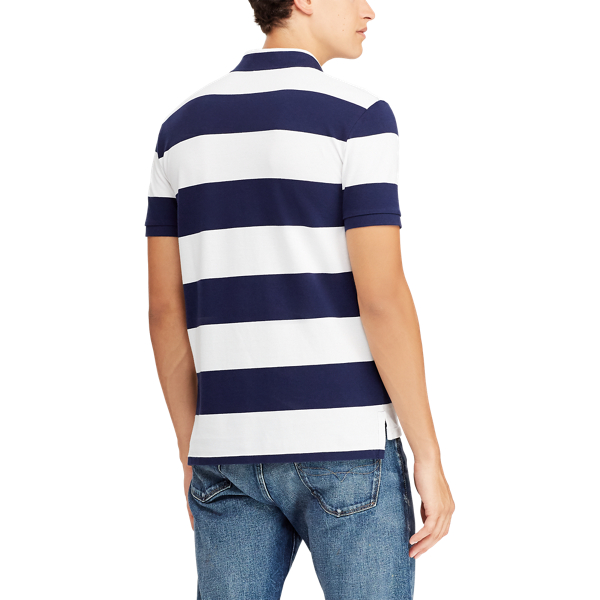 White/Newport Navy Custom Slim Fit Mesh Polo Polo Ralph Lauren 6