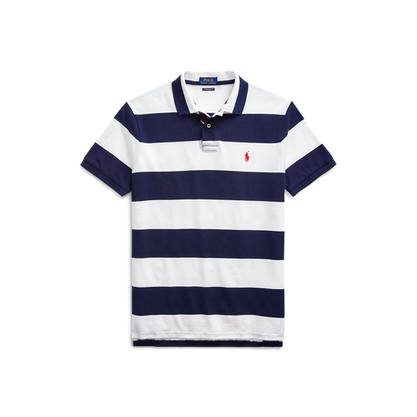 White/Newport Navy Custom Slim Fit Mesh Polo Polo Ralph Lauren 2