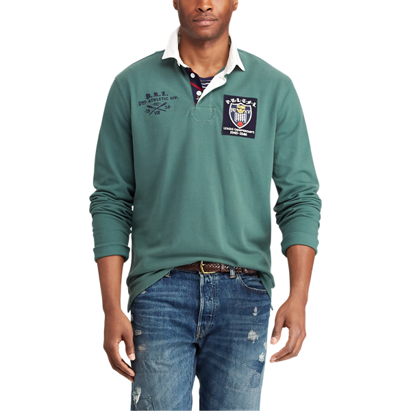 Washed Forest Classic Fit Mesh Rugby Shirt Big & Tall 3