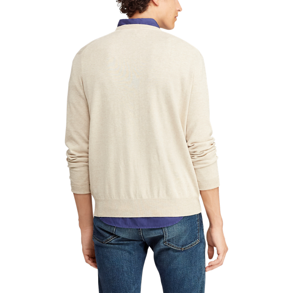 Sand Heather Slim Fit Cotton V-Neck Jumper Polo Ralph Lauren 5