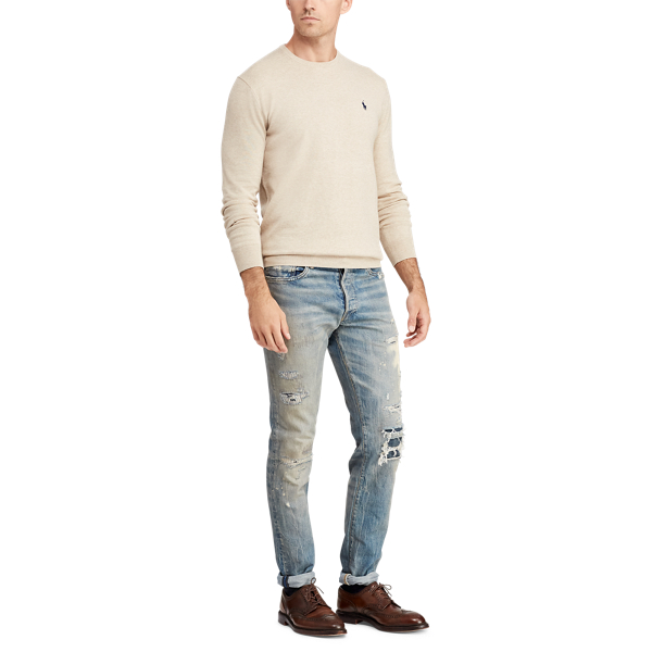 Sand Heather Slim Fit Cotton Crewneck Jumper Polo Ralph Lauren 4