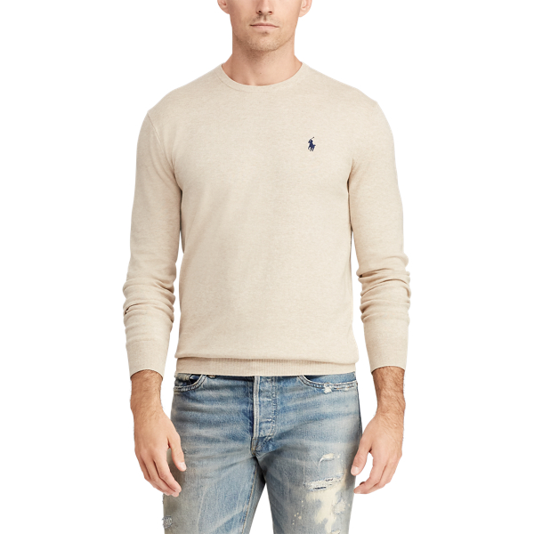 Sand Heather Slim Fit Cotton Crewneck Jumper Polo Ralph Lauren 5