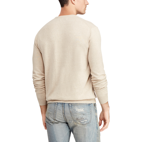 Sand Heather Slim Fit Cotton Crewneck Jumper Polo Ralph Lauren 6