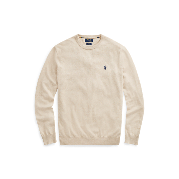 Sand Heather Slim Fit Cotton Crewneck Jumper Polo Ralph Lauren 2