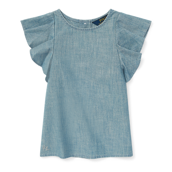 Chambray Flutter-Sleeve Top Girls 1.5-6.5 Years 1
