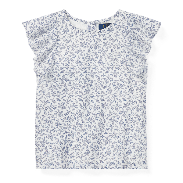 Floral Flutter-Sleeve Top Girls 1.5-6.5 Years em 1