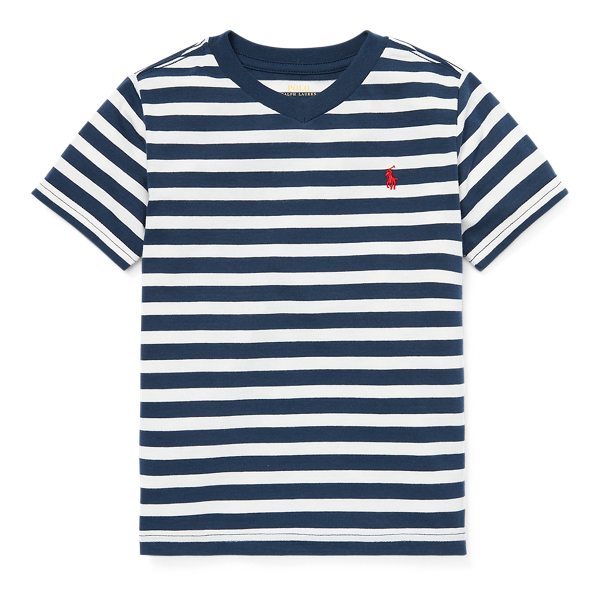Blue Eclipse Multi Striped Jersey V-Neck T-Shirt Boys 2-7 1