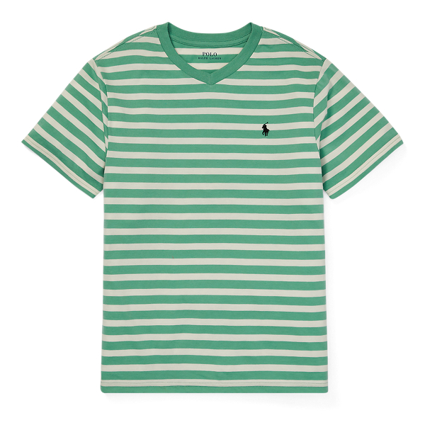 Haven Green Multi Striped Jersey V-Neck T-Shirt Boys 8-20 1