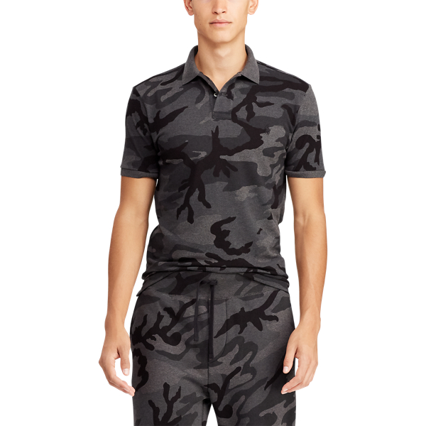 Charcoal Camo Classic Fit Camo Mesh Polo Big & Tall 3