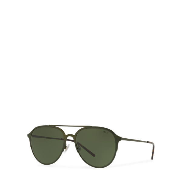 Matte Olive Green Metal Pilot Sunglasses Polo Ralph Lauren 2