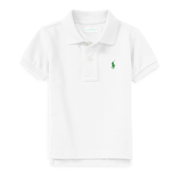 White Cotton Mesh Polo Shirt Baby Boy 1