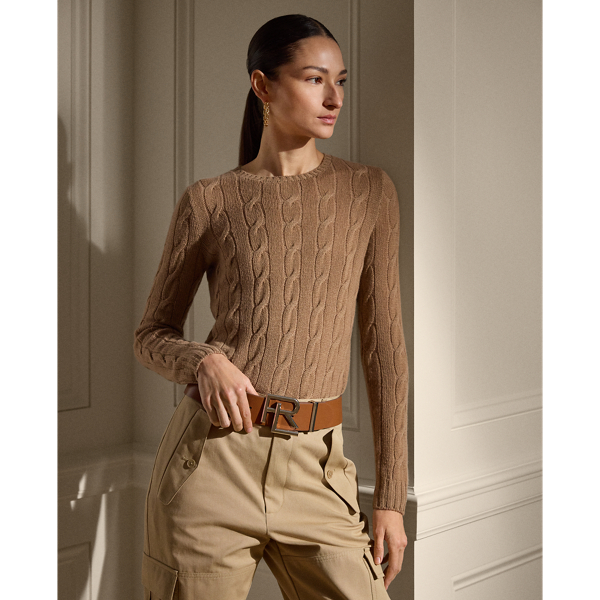 Lux Camel Cable-Knit Cashmere Sweater Ralph Lauren Collection 1