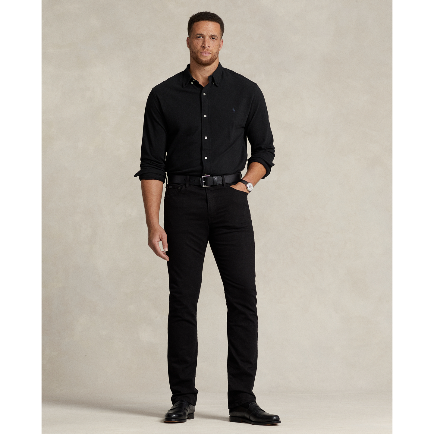 Мужские джинсы Ralph Lauren Hampton Straight Stretch Jean, цвет: Чёрный — фото 5