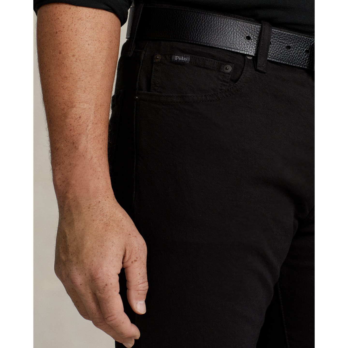 Мужские джинсы Ralph Lauren Hampton Straight Stretch Jean, цвет: Чёрный — фото 4