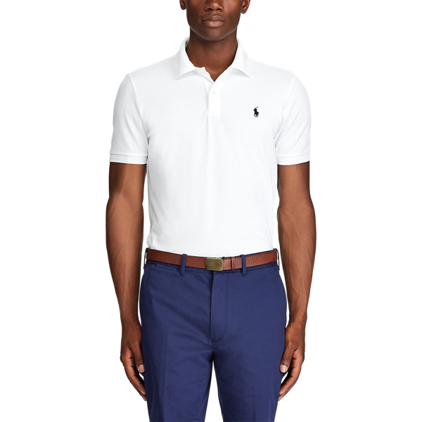 Polo en piqu&eacute; stretch Custom Slim Fit Polo Golf en Blanc 3