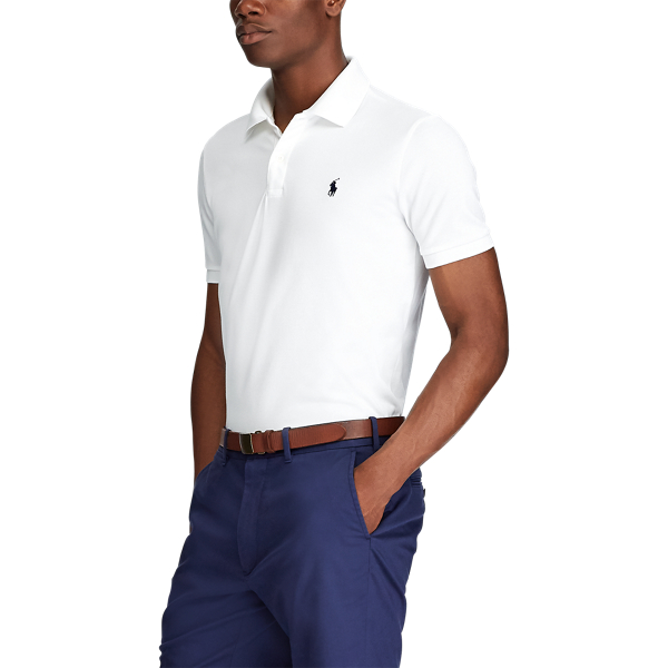 Polo en piqu&eacute; stretch Custom Slim Fit Polo Golf en Blanc 5