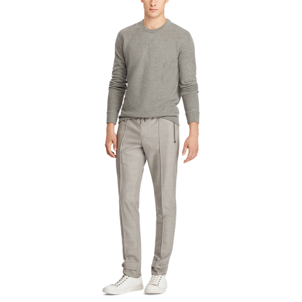 Medium Grey Melange Slim Fit Wool Flannel Trouser Purple Label 3