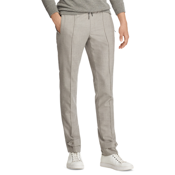 Medium Grey Melange Slim Fit Wool Flannel Trouser Purple Label 4